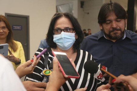 Em Campo Grande, ex-ministra Damares disse não garantir apoio ao Capitão Contar na disputa pelo governo de MS - Marcelo Victor 